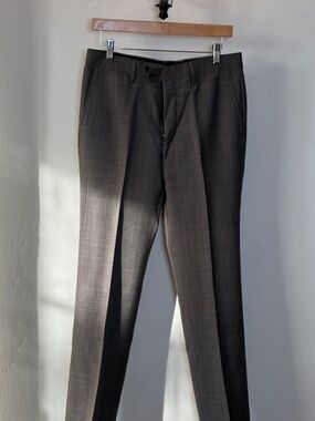 Vintage Gianni Versace Gray Plaid Wool Tailored Dress Pants IT 50